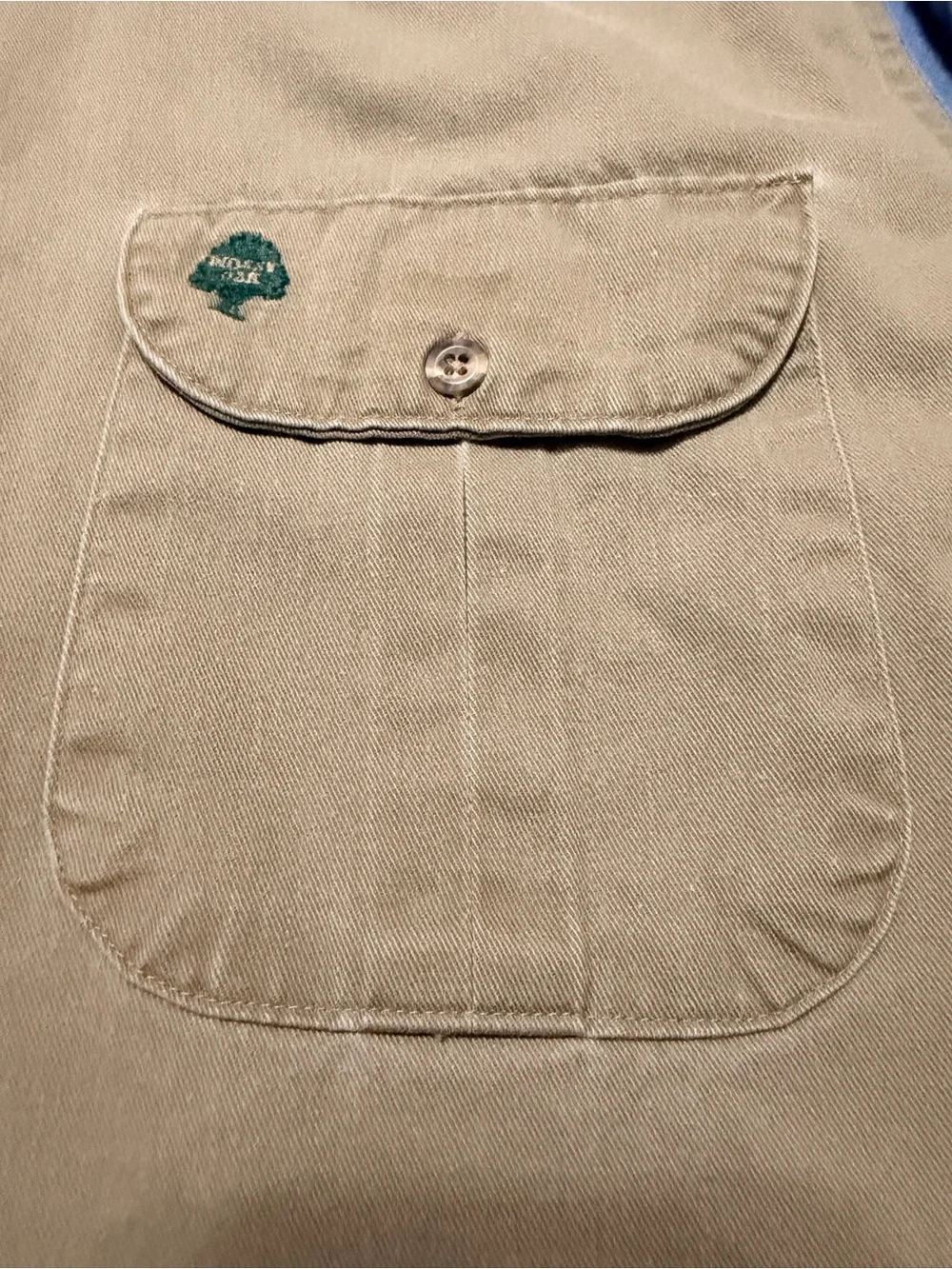 Rare Mossy Oak Companions Two-Tone Khaki&Light Blue Denim Shirt (SmallBurnMark)